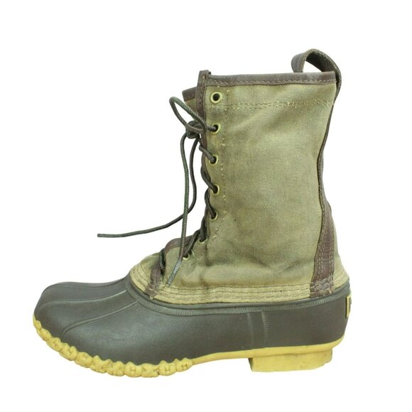 LL Bean Shoes - LL Bean Signature Brown Waxed Canvas Lace Up Unlined Hunting Duck Boots Size 8 M